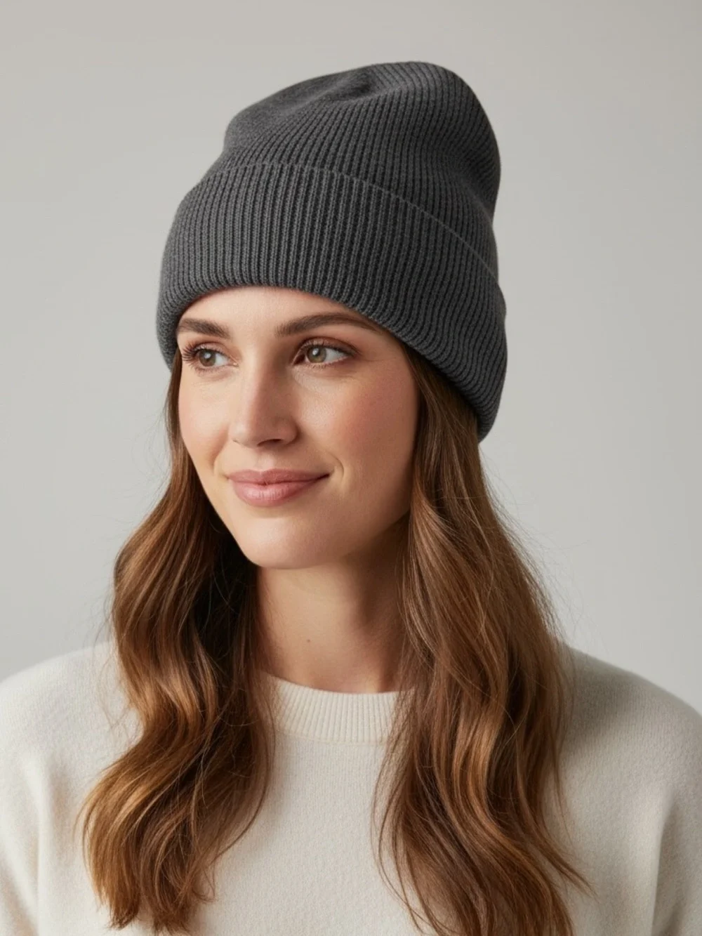 GARNET HILL 100% cashmere ribbed beanie good condition gray